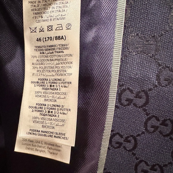 100% Authentic - GUCCI Monogram Jacket - Formal Suit Coat Size 46R - Navy Blue - Picture 15 of 15
